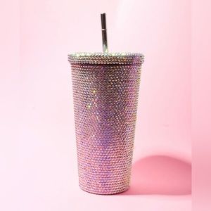 1pcs studde blingDiamond Tumble glitter water bottle with stainless steel vacuum